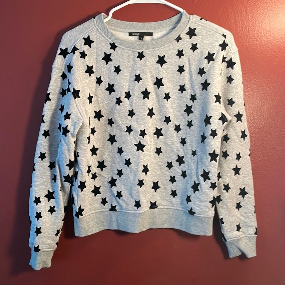 maje sz 1 grey sweatshirt with stars y2k